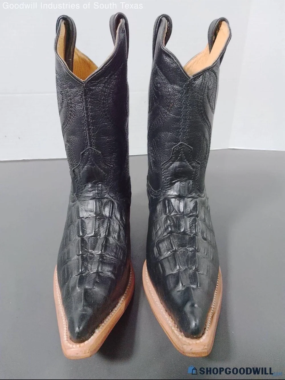 Kids Black Western Cowboy Boots with Brown Sole